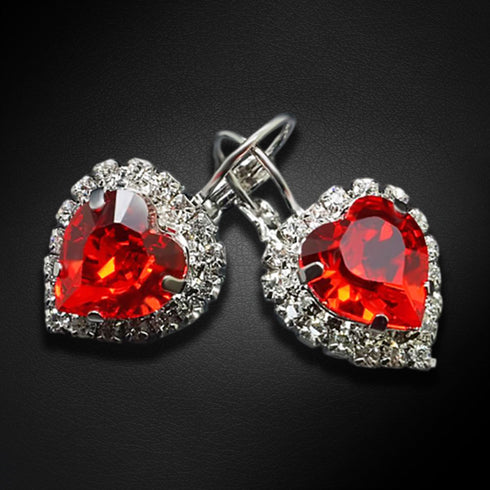 Auskarai "Okeano Širdis (Siam)" su Swarovski™ kristalais